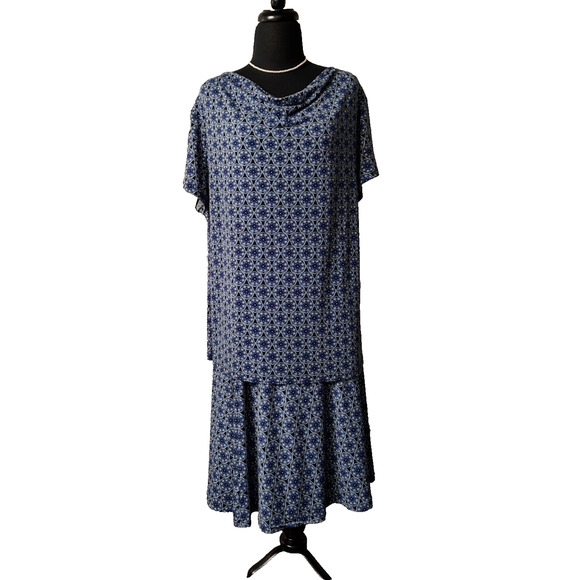 George Dresses & Skirts - George Woman 2 Piece OUTFIT Skirt Blouse Blue Stretch Size 14 Skirt Size 20 Top